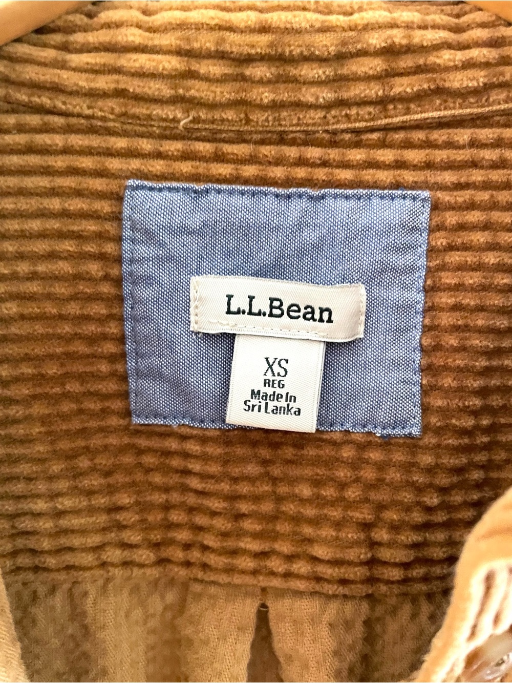 L.L. Bean Caramel Corduroy Shirt Jacket Shacket Long Tunic Button Down Sz XS - Picture 5 of 13